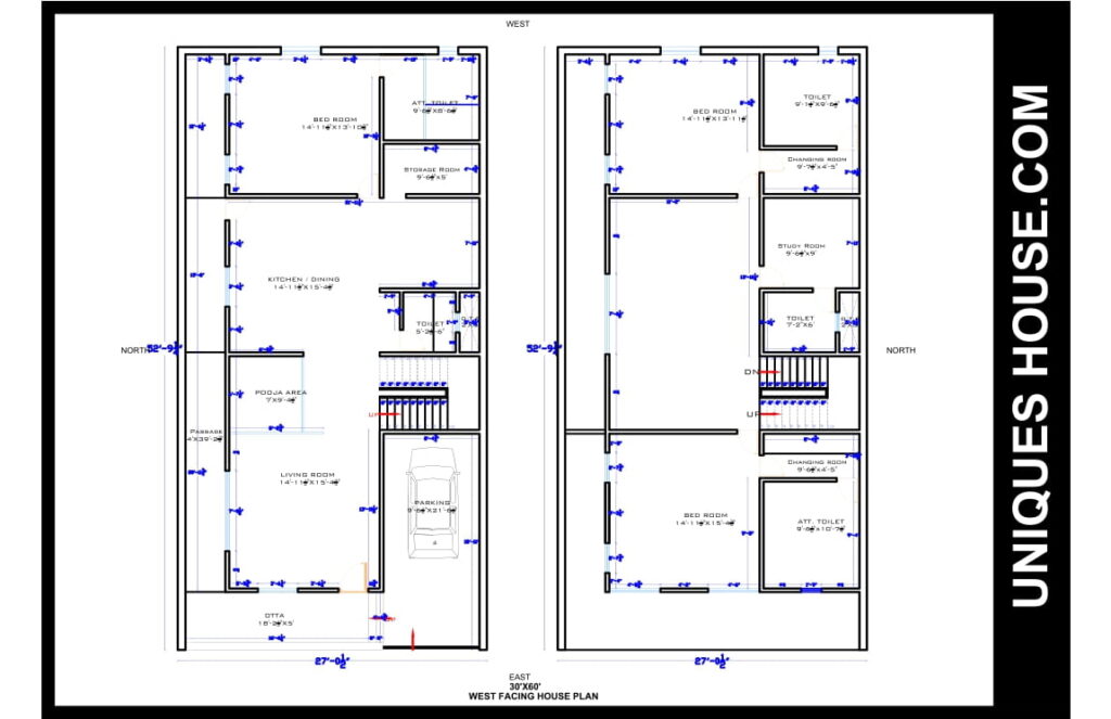 30X60 WWWEST FACING HOUSE PLAN