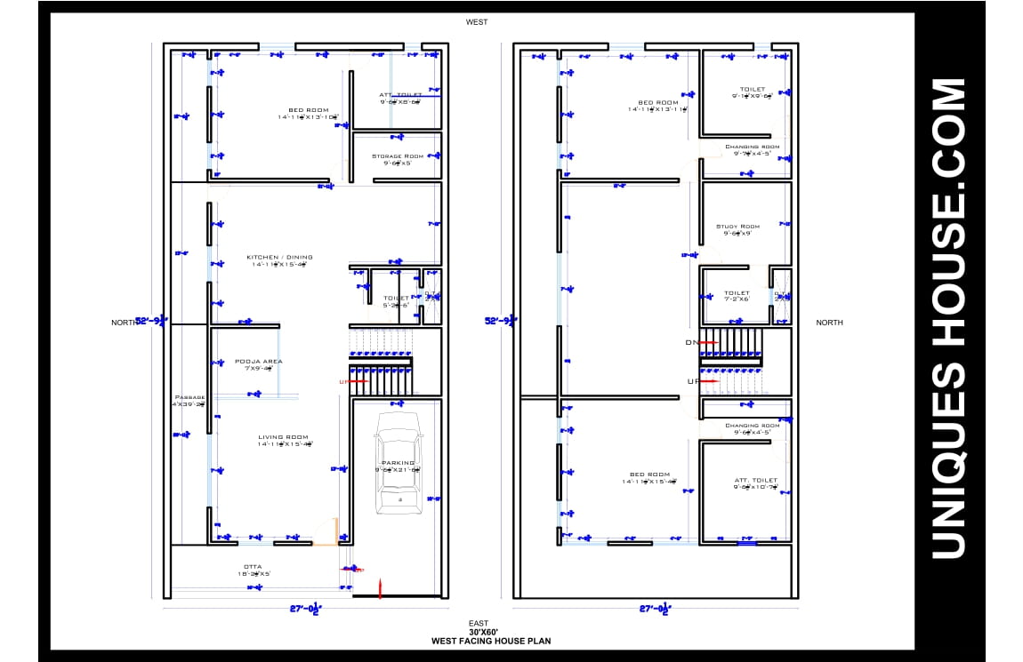 30X60 WWWEST FACING HOUSE PLAN