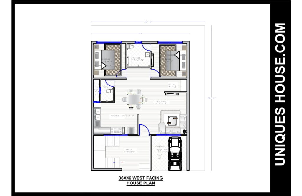 36X46 WEST FACING HOUSE PLAN