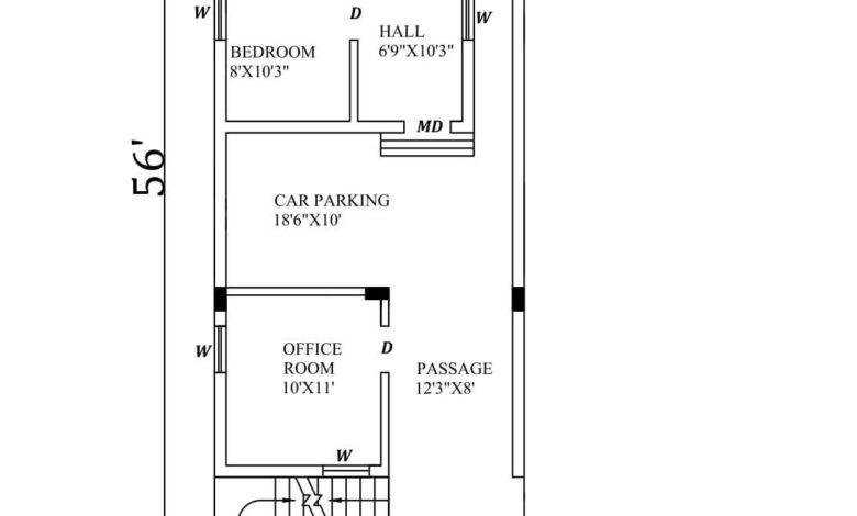 20X56 South Facing house plan