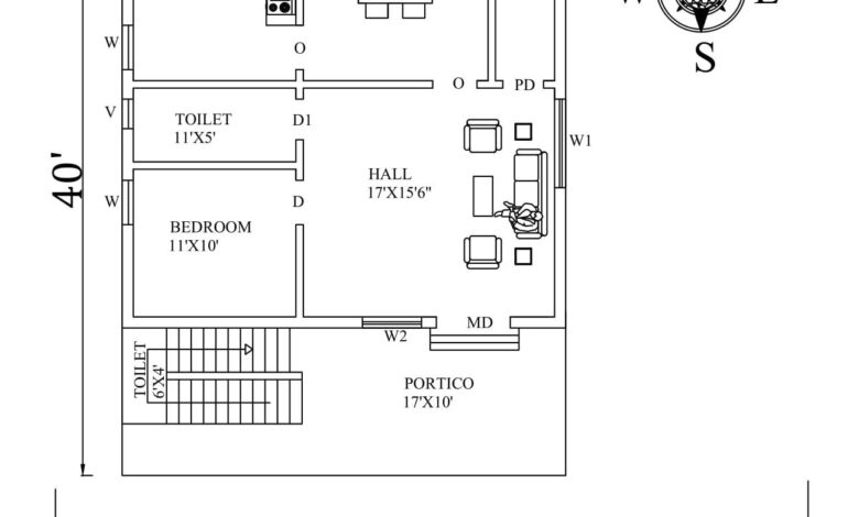 30X40 South Facing house plan