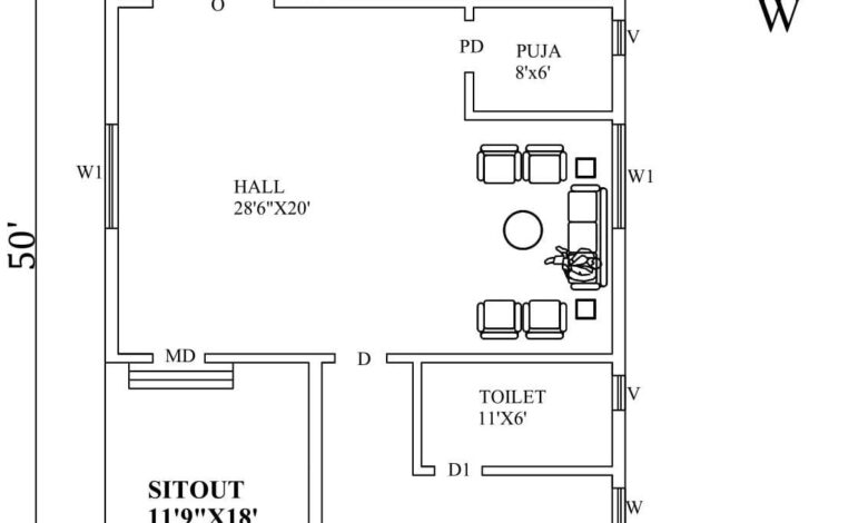 30X50 west facing house plan