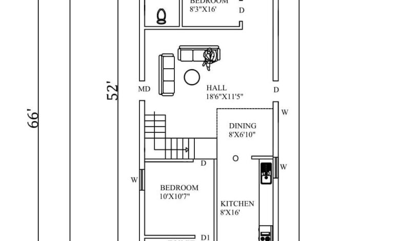 33X66 west facing house plan