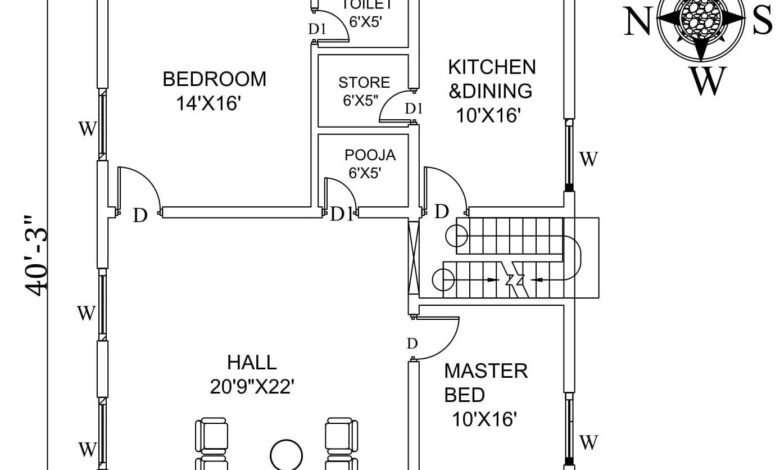 33x40 west facing house plan