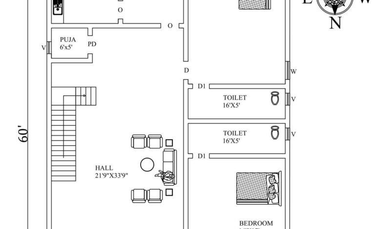 40x60 west facing house plan