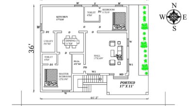 44X36 SOUTH FACING HOUSE PLAN