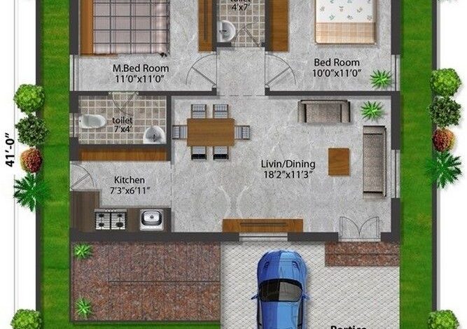 33x41 East Facing House Plan