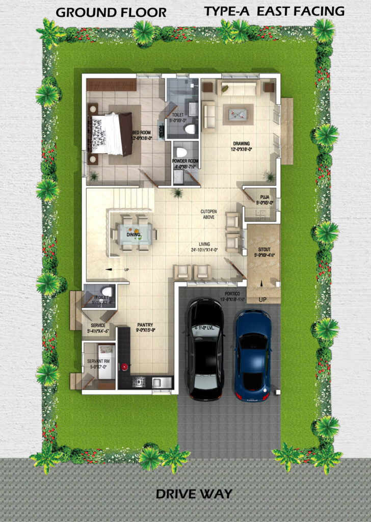 20x35 East Facing House Plan