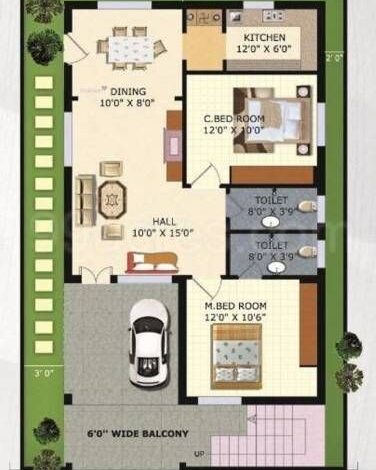 25x35 West Facing House Plan