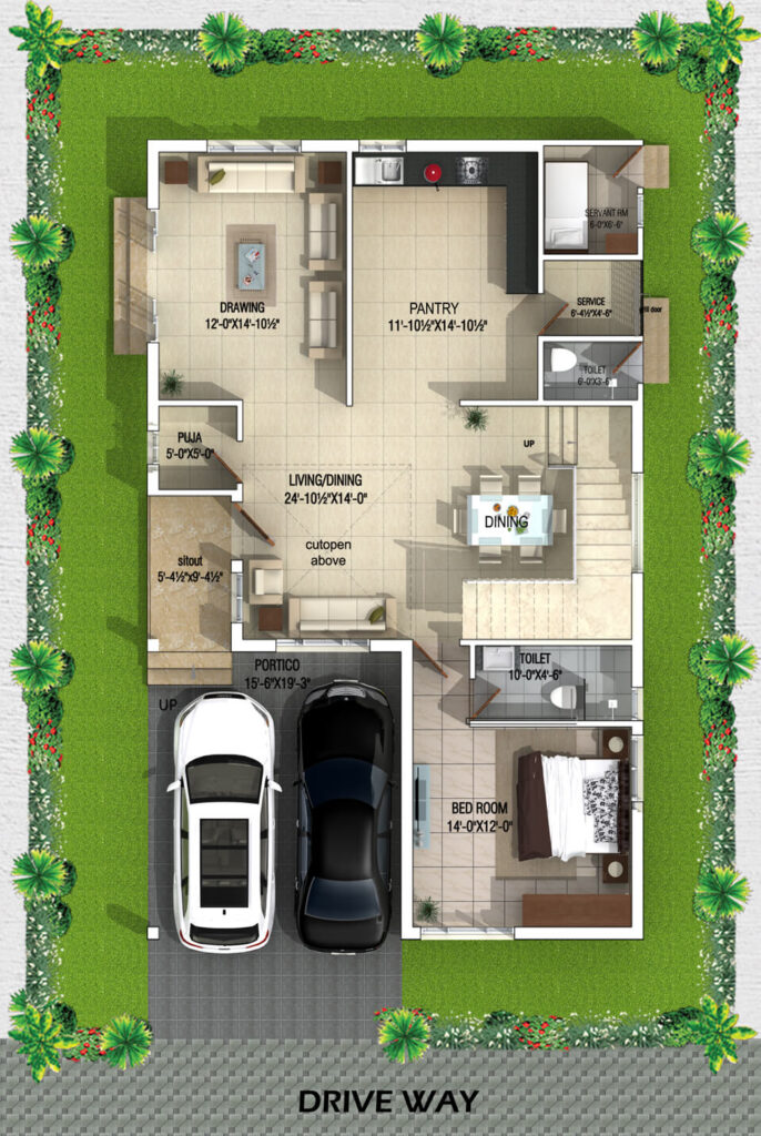 25x30 West Facing House Plan