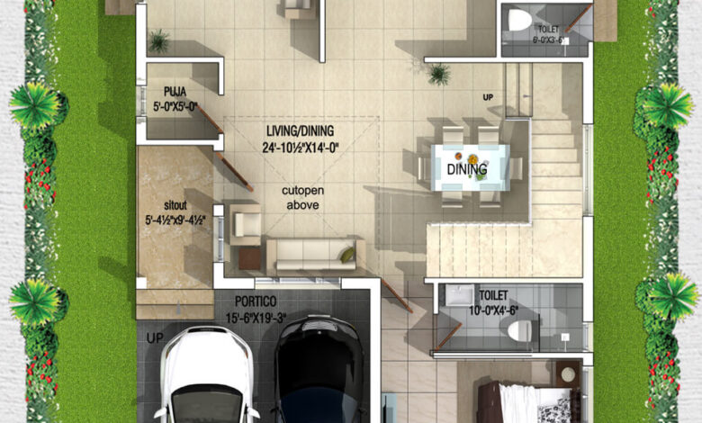 25x30 West Facing House Plan