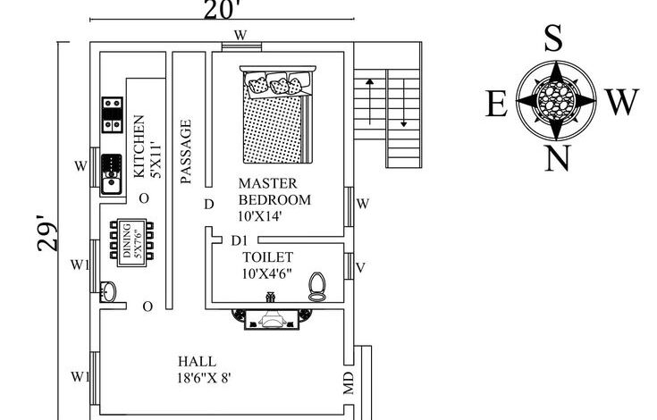 20X29 WEST FACING HOUSE PLAN