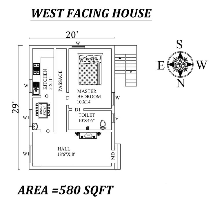 20X29 WEST FACING HOUSE PLAN