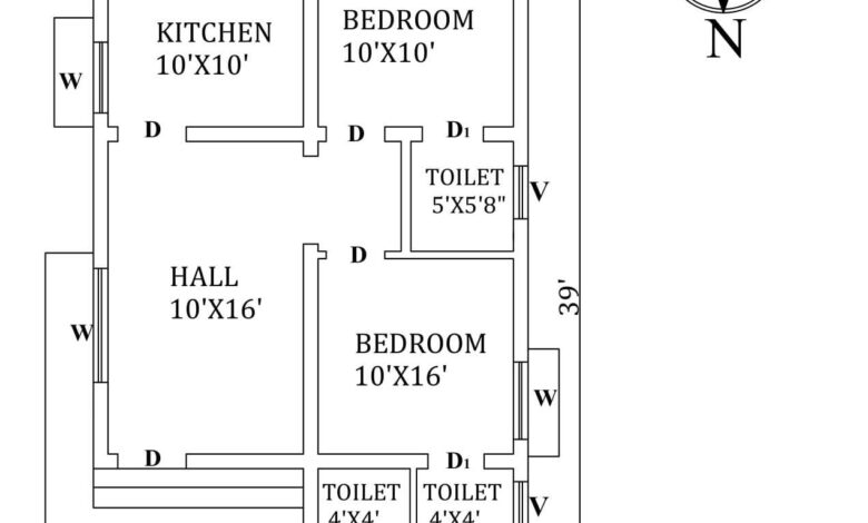 22-3X39 NORTHFACING HOUSE PLAN