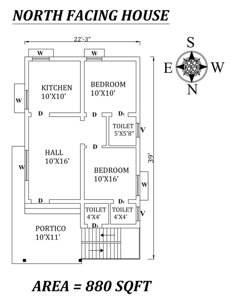 22-3X39 NORTHFACING HOUSE PLAN