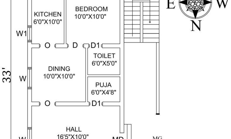 24-4X33 WEST FACING HOUSE PLAN