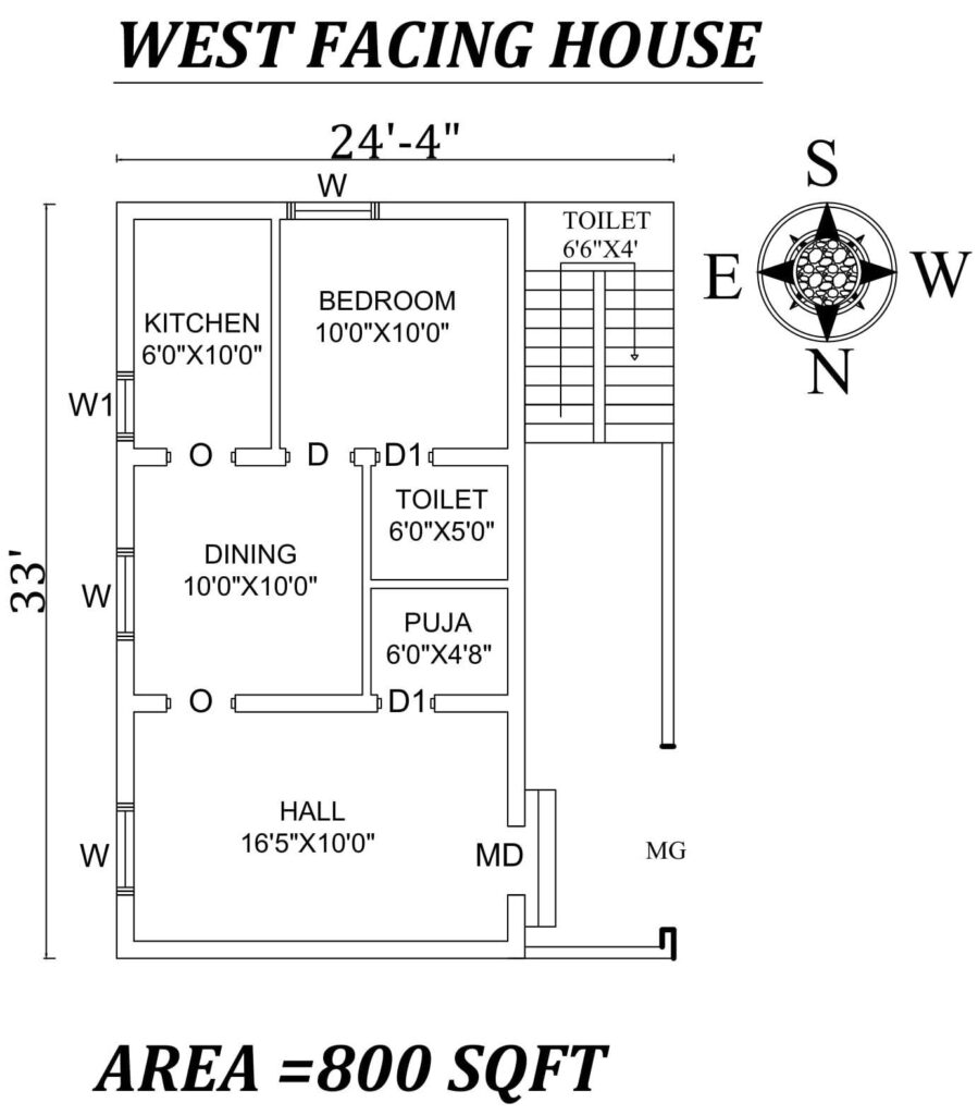 24-4X33 WEST FACING HOUSE PLAN