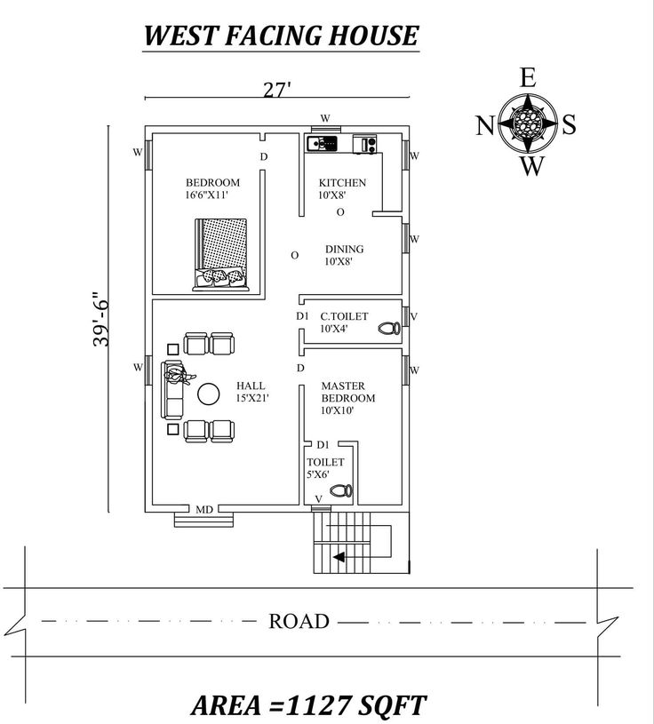 27X39-6 WEST FACING HOUSE PLAN