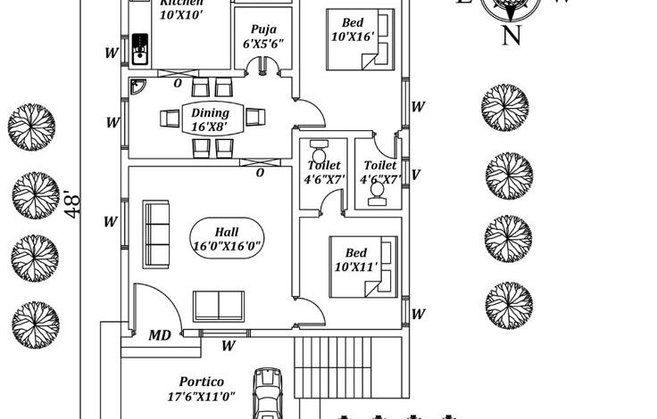 28-3X48 NORTH FACING HOUSE PLAN