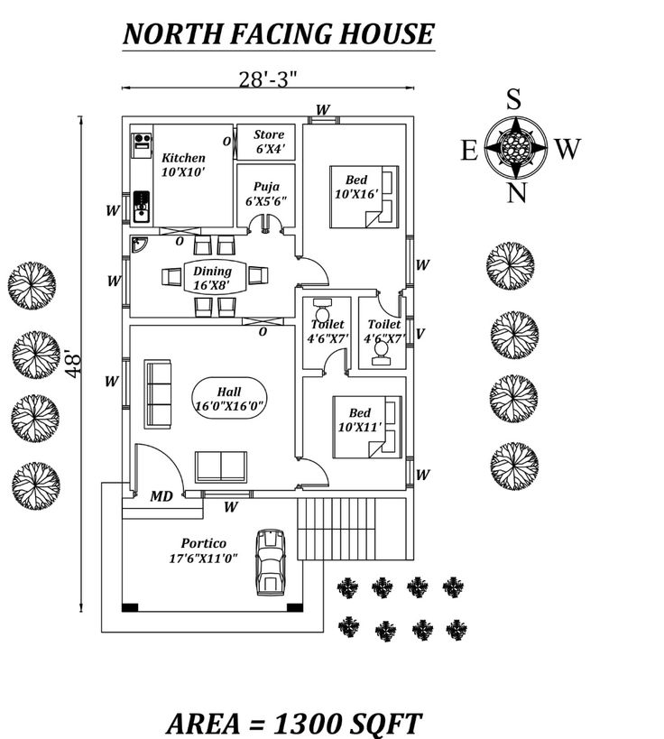 28-3X48 NORTH FACING HOUSE PLAN