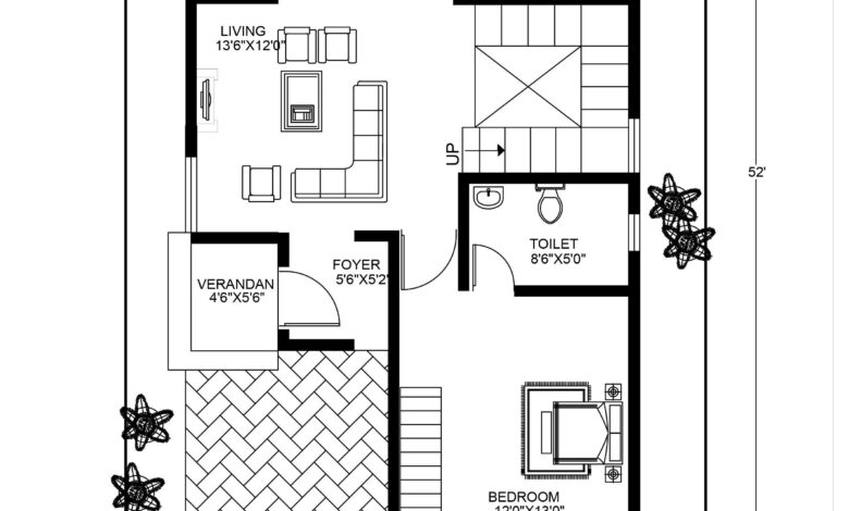 30X50 NORTH FACING HOUSE PLAN..