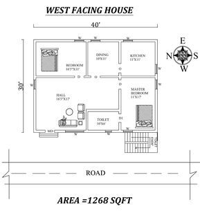 40X30 WEST FACING HOUSE PLAN