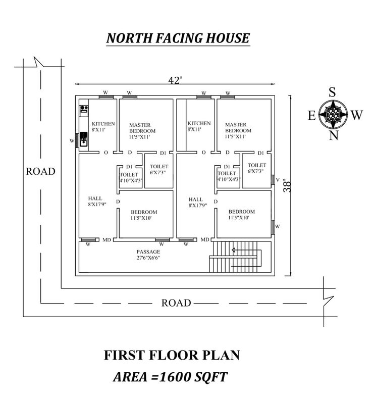 42X38 NORTH FACING HOUSE PLAN