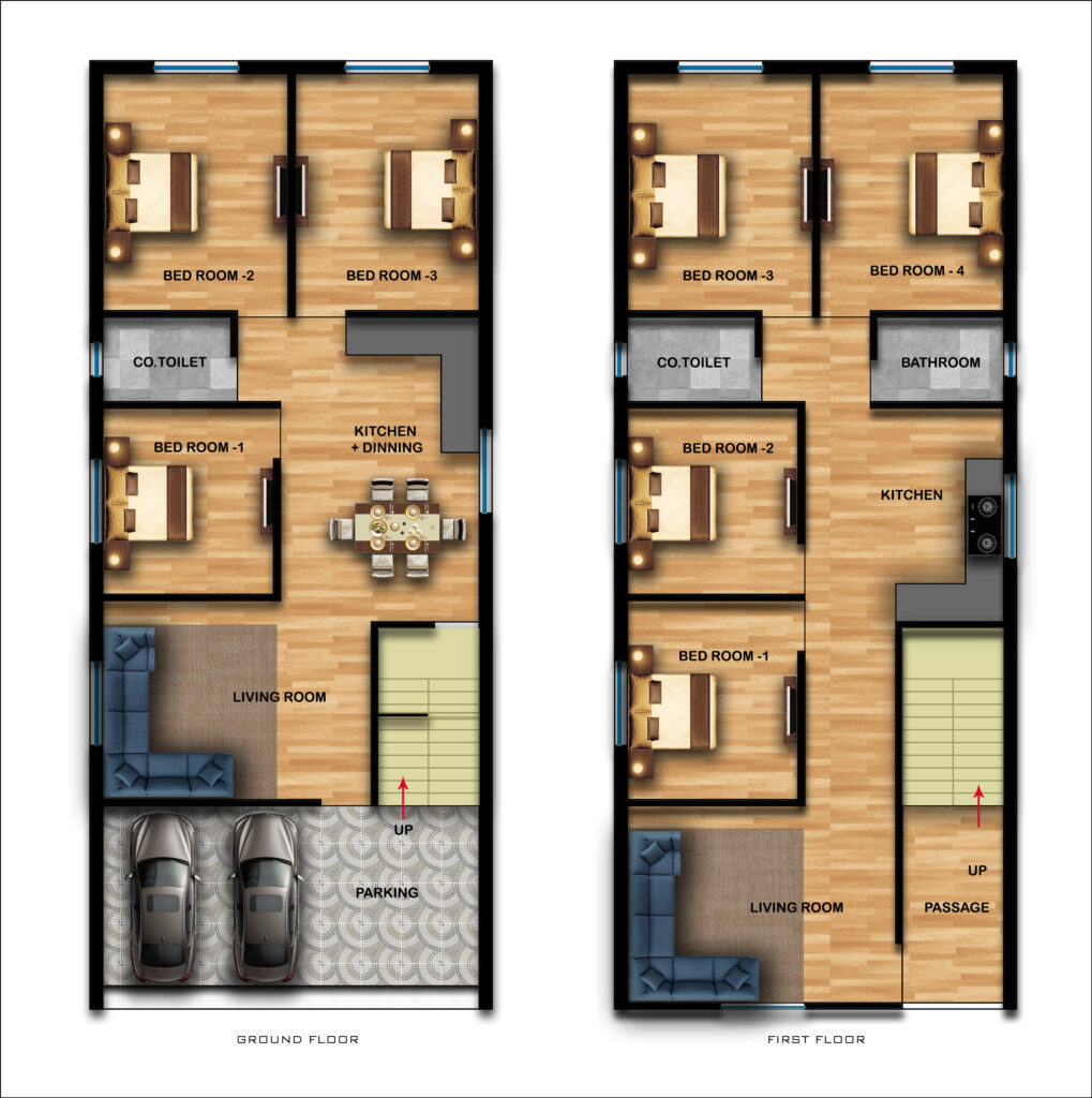 23x56 WEST FACING HOUSE PLAN