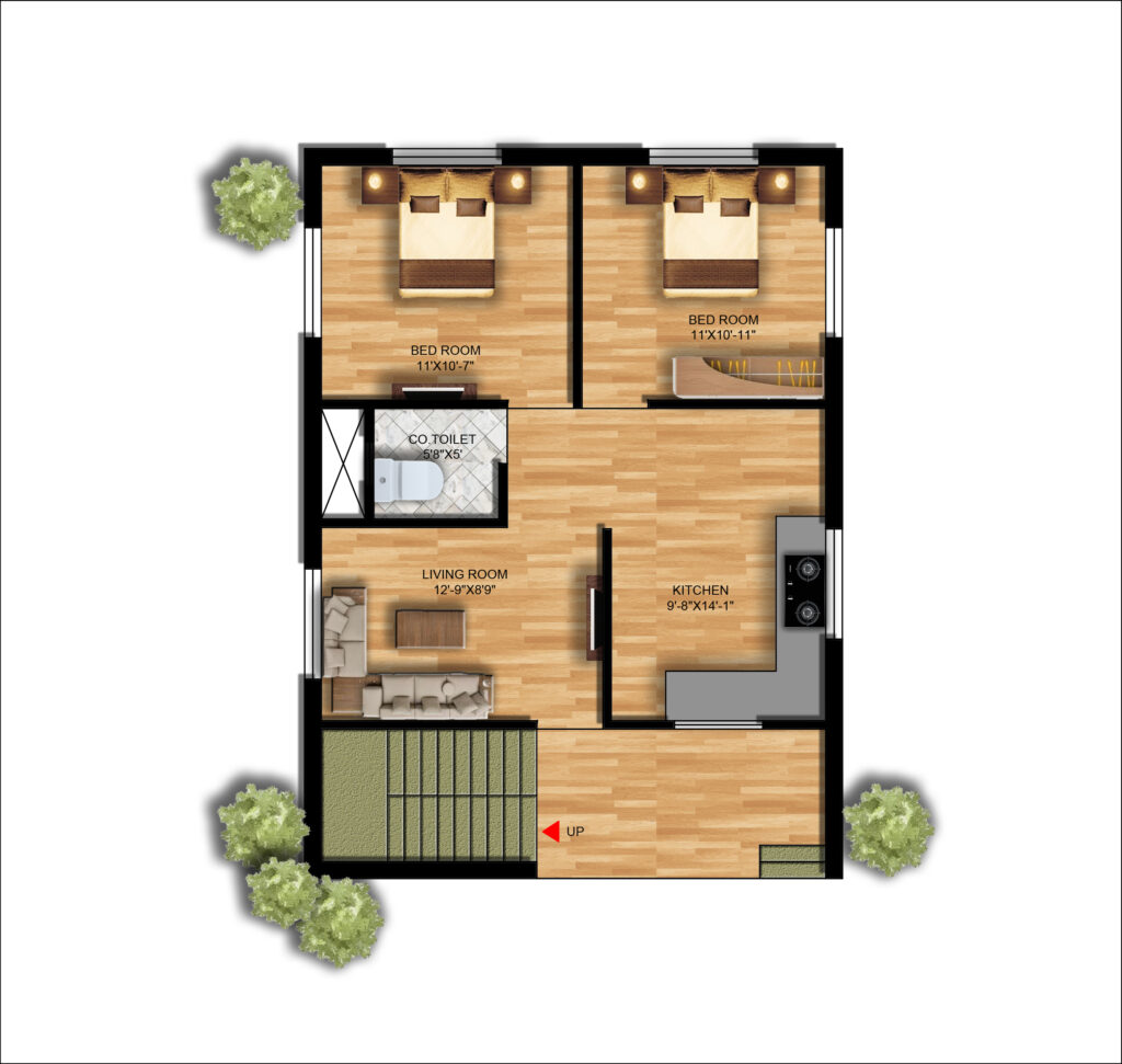 24-4X33 SOUTH FACING HOUSE PLAN