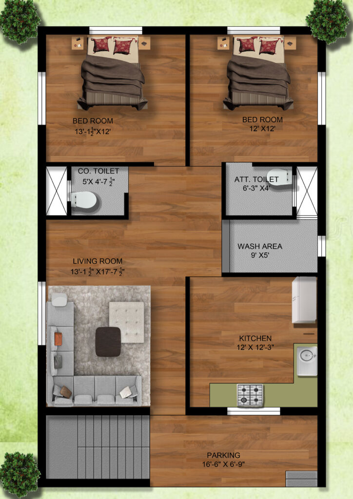 27x43-3 WEST FACING HOUSE PLAN