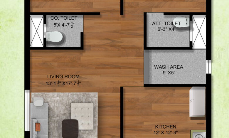 27x43-3 WEST FACING HOUSE PLAN